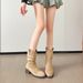 Lambskin Version ~ 8cm Hidden Wedge Heel Merard Martin Ankle Boots Women's Retro Chunky Heel Riding Boots Slip On Western Cowboy Boots_vogvips.com