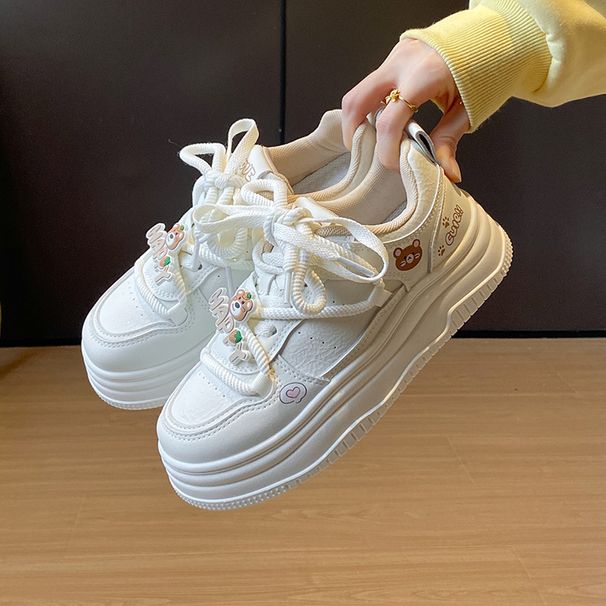 Spring Women's White Sneakers - Style Casual Slip-On Shoes | Breathable Lace-Up Streetwear Fashion Y9953_vogvips.com