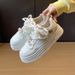 Spring Women's White Sneakers - Style Casual Slip-On Shoes | Breathable Lace-Up Streetwear Fashion Y9953_vogvips.com