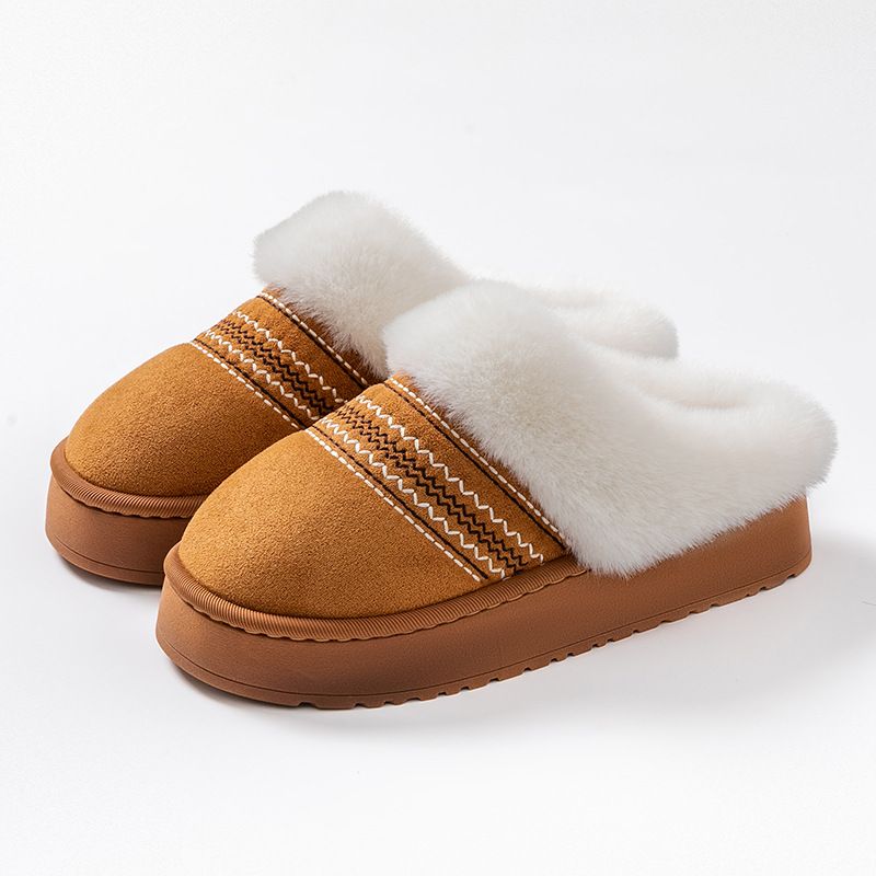 Women's Shoes Cotton Slippers With Velvet For Indoor And Outdoor Wear 2025 New Winter Warm And Comfortable Thick Soled Non Slip Cotton Slippers_vogvips.com