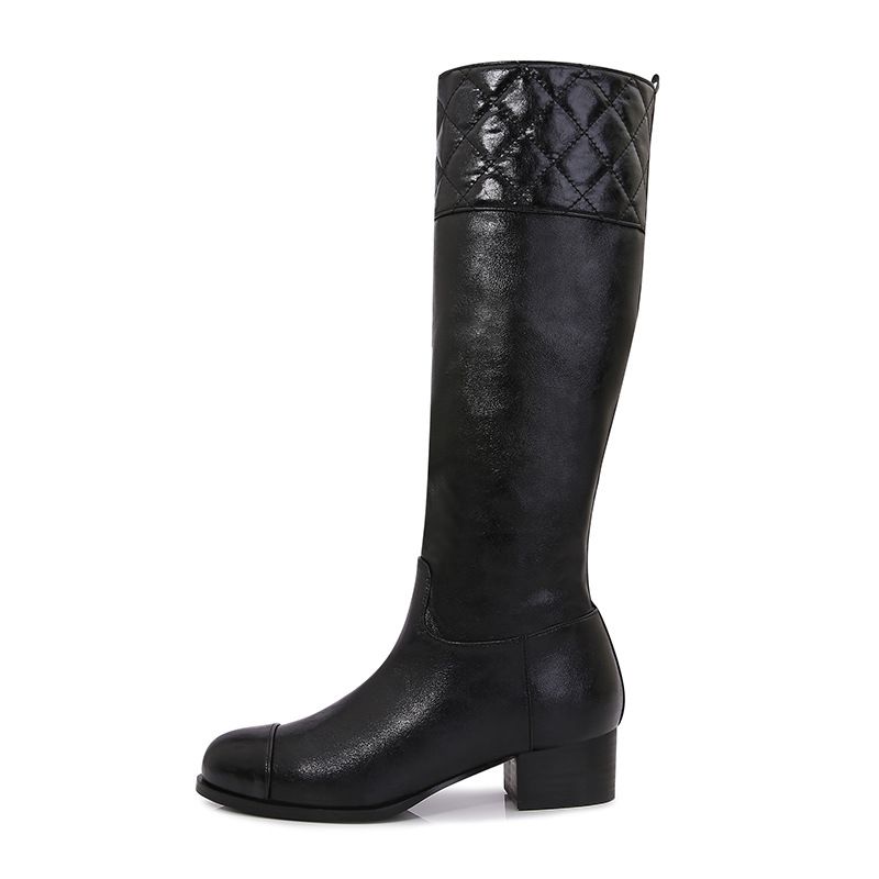 Autumn And Winter New Xiaoxiangfeng Knight Boots Thick Heel High Boots Thin Color Matching Women's Boots_vogvips.com