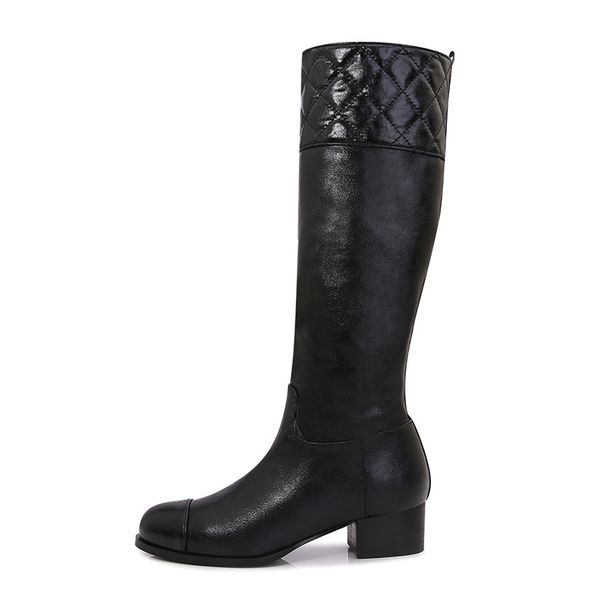 Autumn And Winter New Xiaoxiangfeng Knight Boots Thick Heel High Boots Thin Color Matching Women's Boots_vogvips.com