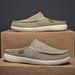 Casual Slip On Mens Shoes Outdoor Walking Comfortable Canvas Slippers Korean Trend Baotou Half Drag Slides Zapatillas_vogvips.com