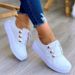 Women's Casual Leather Lace Up Ladies Sneakers Thick Soled Metal Decoration Breathable Female Flat Shoes XF0116_vogvips.com