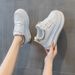 Little White Shoes, Inner Height Of Leather Surface, Casual Platform Student Shoes, Wedge Heel, Comfortable Women's Shoes_vogvips.com