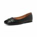 French Single Shoes Women's One-pedal Flat Shoes Women's Retro Square Head Shallow Mouth Commuting Doudou Shoes_vogvips.com