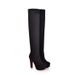Factory 19 New Style Long Tube Elastic Suede Platform High Chunky Heel Over-the-Knee Boots Plus Size Women's Shoes_vogvips.com