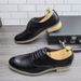 Euro Step British Style Lace-Up Black Business Formal Brogue Carved Casual Leather Korean Version Men's Wedding Pointed Shoes_vogvips.com