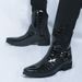 Plus Size Autumn And Winter Leather Boots For Men, Side Zipper, Embossed High-Top Leather Shoes, Retro British Martin Bo_vogvips.com