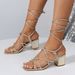 New Women's Fashion Sandals With Square Head Strap Mid-heel Chunky Heel_vogvips.com