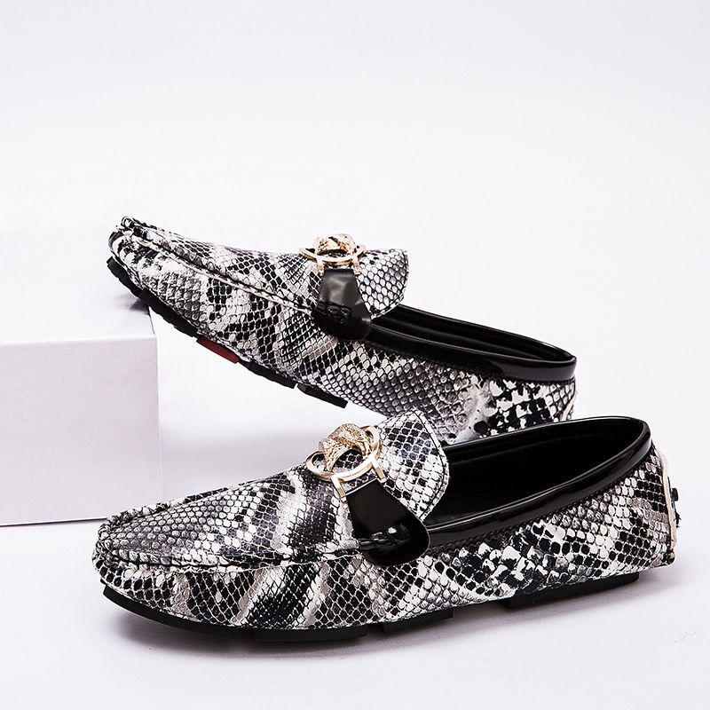Silver Trendy Bean For Men 48 Large 47 British Casual Leather 46 Lazy One Step Driving Shoes_vogvips.com