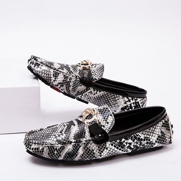 Silver Trendy Bean For Men 48 Large 47 British Casual Leather 46 Lazy One Step Driving Shoes_vogvips.com