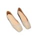 Square Toe Flat For Women 2023 New Style Shallow Mouth Loafers Satin Fabric Simple Flats Work Boat Shoes_vogvips.com
