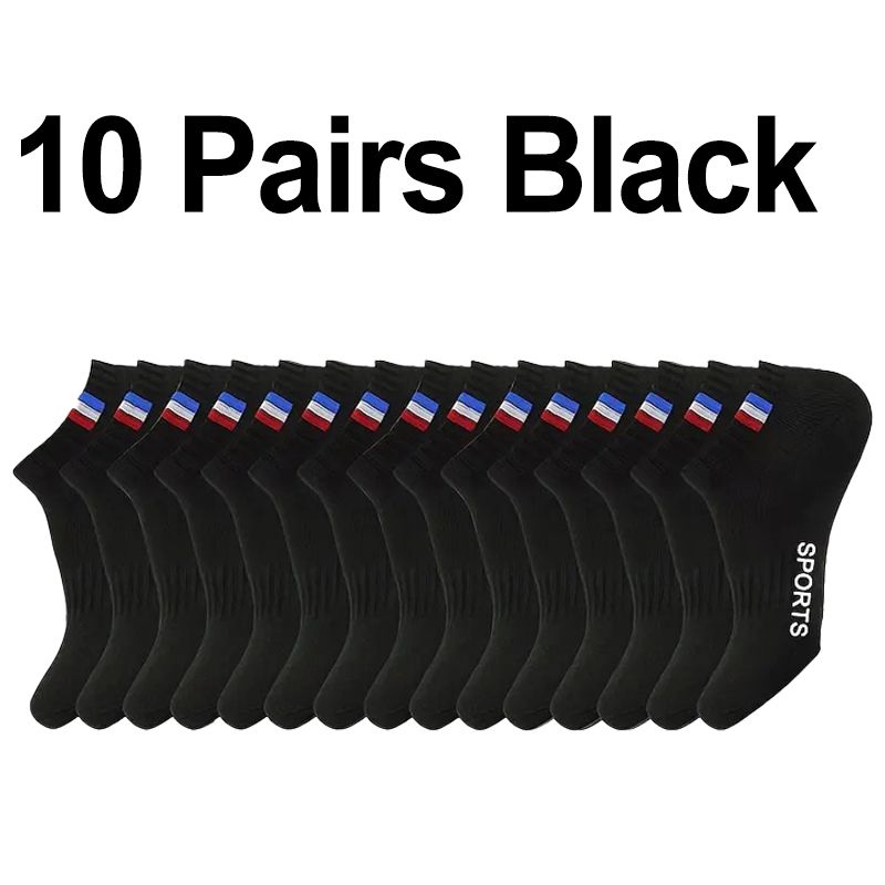 10/20/30 Pcs Men Breathable Low-Cut Athletic Socks Comfortable Moisture Wicking Polyester Spandex Blend For Sports &_vogvips.com