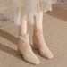 Heels French Style Chunky Ankle 2023 New Autumn Suede Square Toe High Heel Nude Boots For Women_vogvips.com