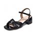 High Heeled Sandals For Women 2024 Summer Small Fresh Open Toed One Word Buckle Back Hollow Fairy Shoes Square Head Sheepskin Sandals High Heels_vogvips.com