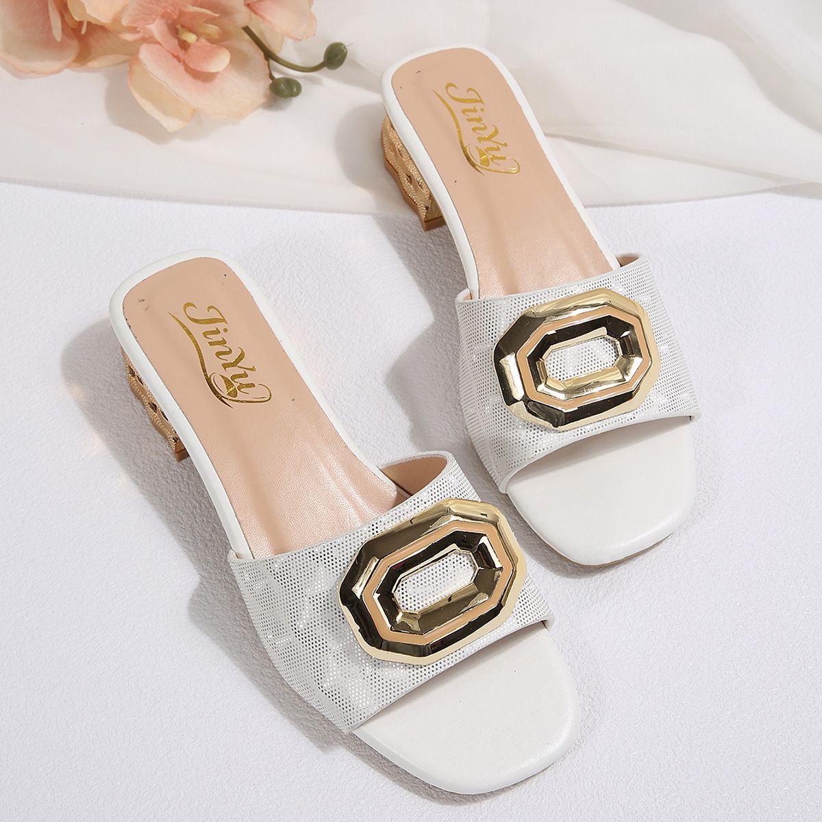 2026 New High Heel For Women's Slippers With Versatile Style Decorative Buckle And Square Head Sandals_vogvips.com