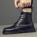 Large Size Chelsea Boots Men's Breathable Wind Pointed Fur Short Boots High Top Leather Shoes Medium Top Martin Boots_vogvips.com