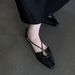 Soft Leather Version~Square Toe Hollow Woven Strap Roman Commuting, Vintage Style, Height-increasing Closed-toe Sandals_vogvips.com