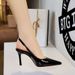 7317 European And American Style Sexy Pointed Toe Patent Leather Ultra High Heel Stiletto Women's Shoes Back Strap_vogvips.com