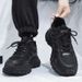 Men's Shoes Summer Breathable Wear Resistant Non Slip Tire Sole Work Shoes Men's Black Sports Height Enhancing Daddy Fashion Shoes_vogvips.com