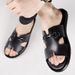 SHLIANG Fashion New Men Leather Waterproof One Word Slippers Soft Sole Non Slip Lightweight Summer Outdoor Slippers Sandals V0045_vogvips.com