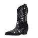 Women's Rhinestone Ankle Boots With Tribal Design - Pointed Toe Mid-Heel Boots For Fall & Winter, Non-Slip Rubber Sole_vogvips.com