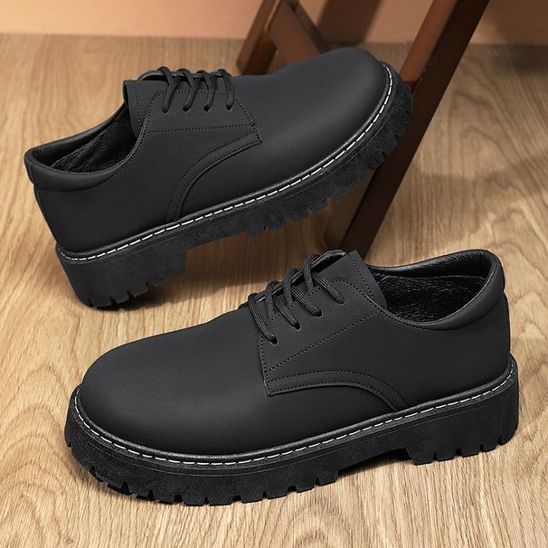 2025 Men's Spring And Summer All-match Daily Comfortable Thick Bottom Lace-up Solid Color Fashion Car Stitching Men's Casual Shoes_vogvips.com