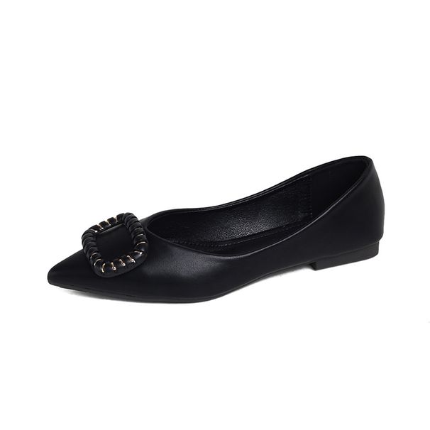 Lady Comfortable Soft Leather Microfiber Slip-On-Buckle Low Heels Pumps Pointy Toe Shoes 34-43 2025 Newest_vogvips.com