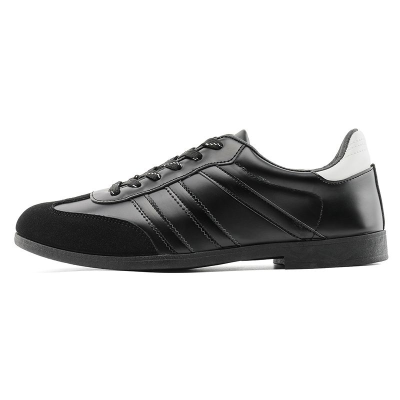 ShoeVault Men's Trendy Casual Round Toe Leather Commuting Versatile Black High-End Sneakers British Derby Shoes A-8_vogvips.com