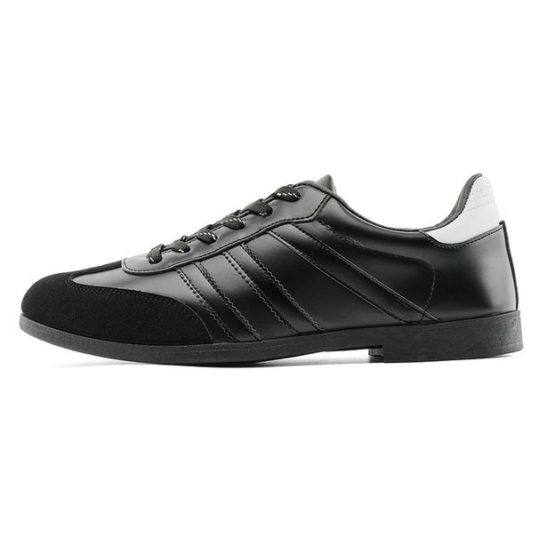 ShoeVault Men's Trendy Casual Round Toe Leather Commuting Versatile Black High-End Sneakers British Derby Shoes A-8_vogvips.com