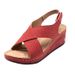 Large Shoes, Summer Women's Wedge Heel Breathable Velcro Thick Soled Hollow Sandals, Large Size_vogvips.com