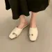 Novelty Slippers Womens Square Toe Mules Shoes Summer Cow Leather Ladies Fashion Out Door Slipper Dcfh233 251015_vogvips.com