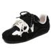 Flat Miaojia Flip Cover Round Toe German Training Leopard Print Lace-up Single Color-blocking Breathable Versatile_vogvips.com