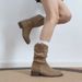 Gravity Shoe Factory Stack Autumn And Winter New Women' Shoe Pointed Wetern Cowboy Thick Heel Show Thin Mid Top_vogvips.com