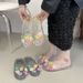New Jelly Women, Korean Style, Fashionable For Outdoor Wear, Closed-toe Flat Sandals With Transparent Shoe Flower_vogvips.com