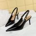Women S Patent Leather Shallow Mouth Pointed Head Hollow Back Strap Metal Chain High Heel Single Shoes_vogvips.com