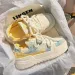 Womens Pink White Gradient Platform Sneakers With Classic Design Chunky Laces_vogvips.com