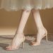 MTX Summer New Heels 2025 Nude Color Thin Strap One-Word Transparent Fairy Style Elegant High Heel Sandals For Women_vogvips.com