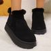 2025 Autumn Winter New European American Style Solid Color Slip-On Thick Sole Snow For Women With Fleece Lining Round_vogvips.com