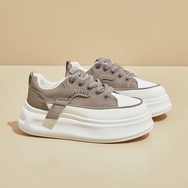 2025 Spring New White Sneakers Korean Style Ins Female Student Thick Sole Height Increasing Sports Casual Street_vogvips.com