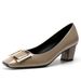2026 5A Spring RV Square Buckle Shallow Mid-Heel Top Quality Patent Leather Chunky Heel Bridesmaid Socialite Flat Wedding Shoes_vogvips.com