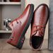 2024 Spring and Autumn New Casual Men's Shoes Korean Men's Lace-up Business Casual Shoes Men's Leather Shoes Flat Heel Shoes Leather Shoes_vogvips.com