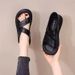 Roman With Covered Heel 2025 Summer New Fashion Versatile Flat Comfortable Slip-On Soft Leather Beach Sandals For_vogvips.com