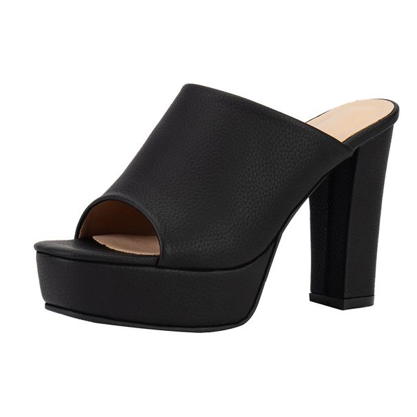 Women's Peep-Toe Sandals, Casual Summer New Style, European And American Fashion, One-Strap Chunky Heel Thick-Soled_vogvips.com