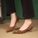 Leopard Print Women's Pointed Toe Temperament, Small Heel Shoe, Cat 2025 Autumn New Item, Suede Mid Heel, Shallow Mouth_vogvips.com
