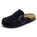 Comwarm Genuine Suede Clogs For Women Cork Footbed Leather Mules Slip On With Comfort Memory Foam And Adjustable Buckle_vogvips.com
