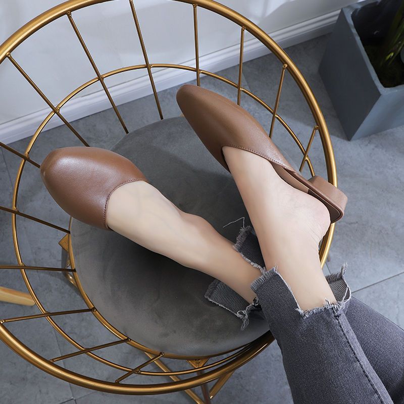 French Fashionable Half Western Wearing Square Button Baotou Slippers Summer Internet Red Instagram For Women, Xuan Ya_vogvips.com