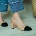 Summer Fashion Color Blocked Flat Bottom Coarse Heel Women's Sandals New Small Fragrant Style Shallow Mouth Low Tailored_vogvips.com