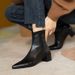 Milk Tea Pointed Toe Small Size Short For Women, Mid Genuine Leather Back Zipper Stretch Slim Boots, Nude Color Chunky_vogvips.com